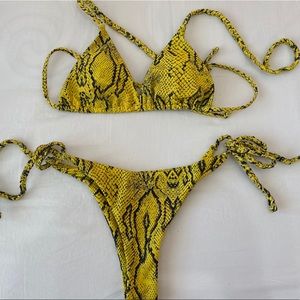 Zaful Yellow/Black Snakeskin Bikini